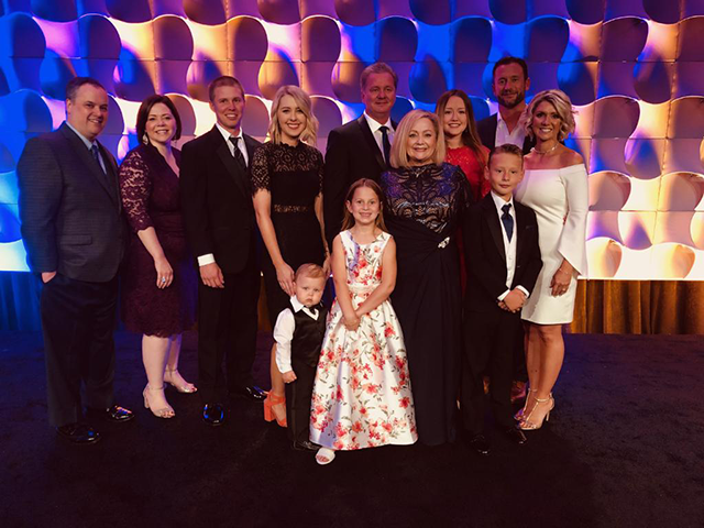 Texas REALTORS® 2020 Chairman Cindi Bulla poses for a group photo with her family and guests before the Installation Dinner at the 2019 Texas REALTORS® Conference in Fort Worth.