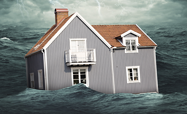 House in floodwaters