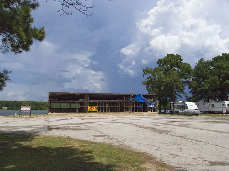 A damaged building at an RV park outside Vidor