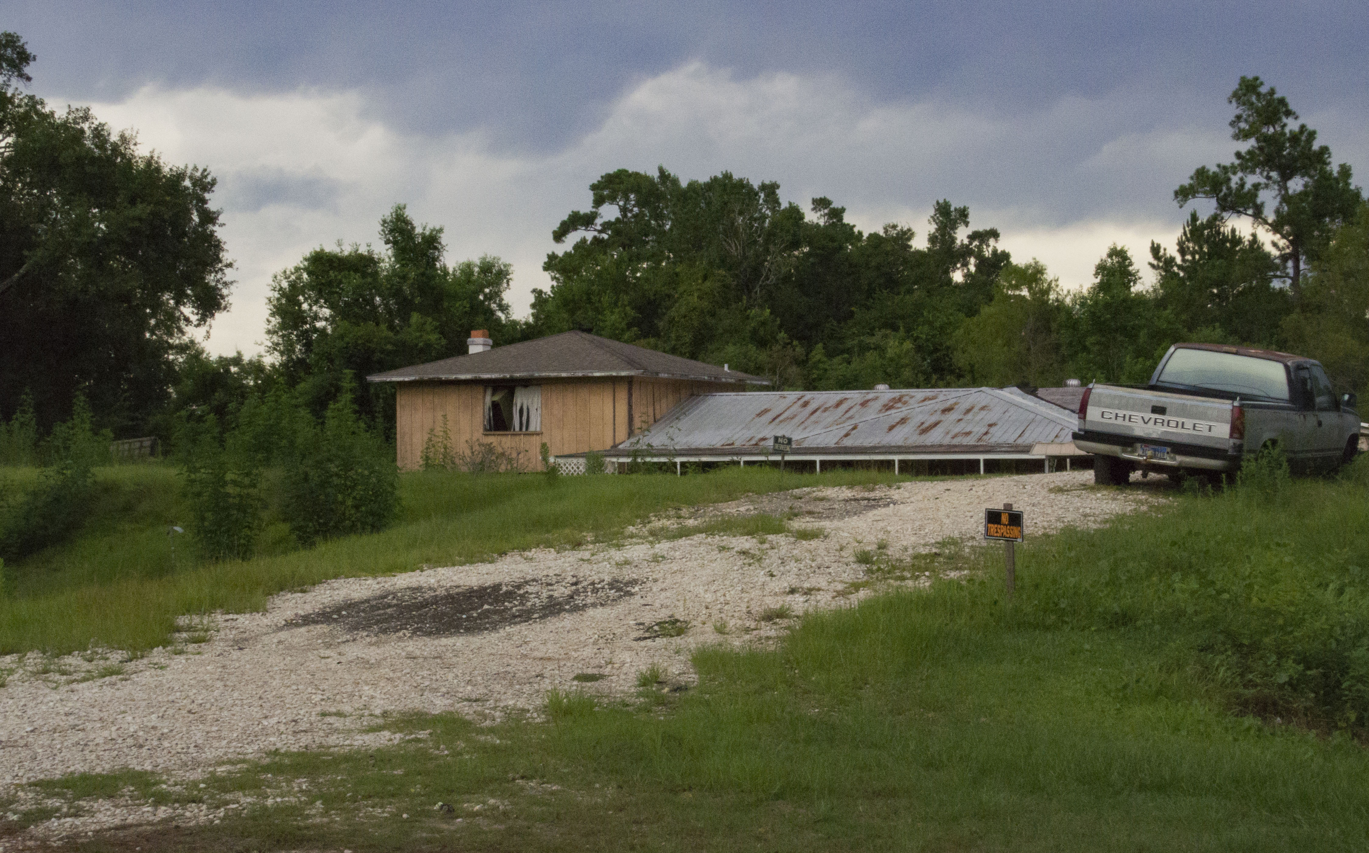 A home with its own levy is seen after being flooded during Hurricane Harvey