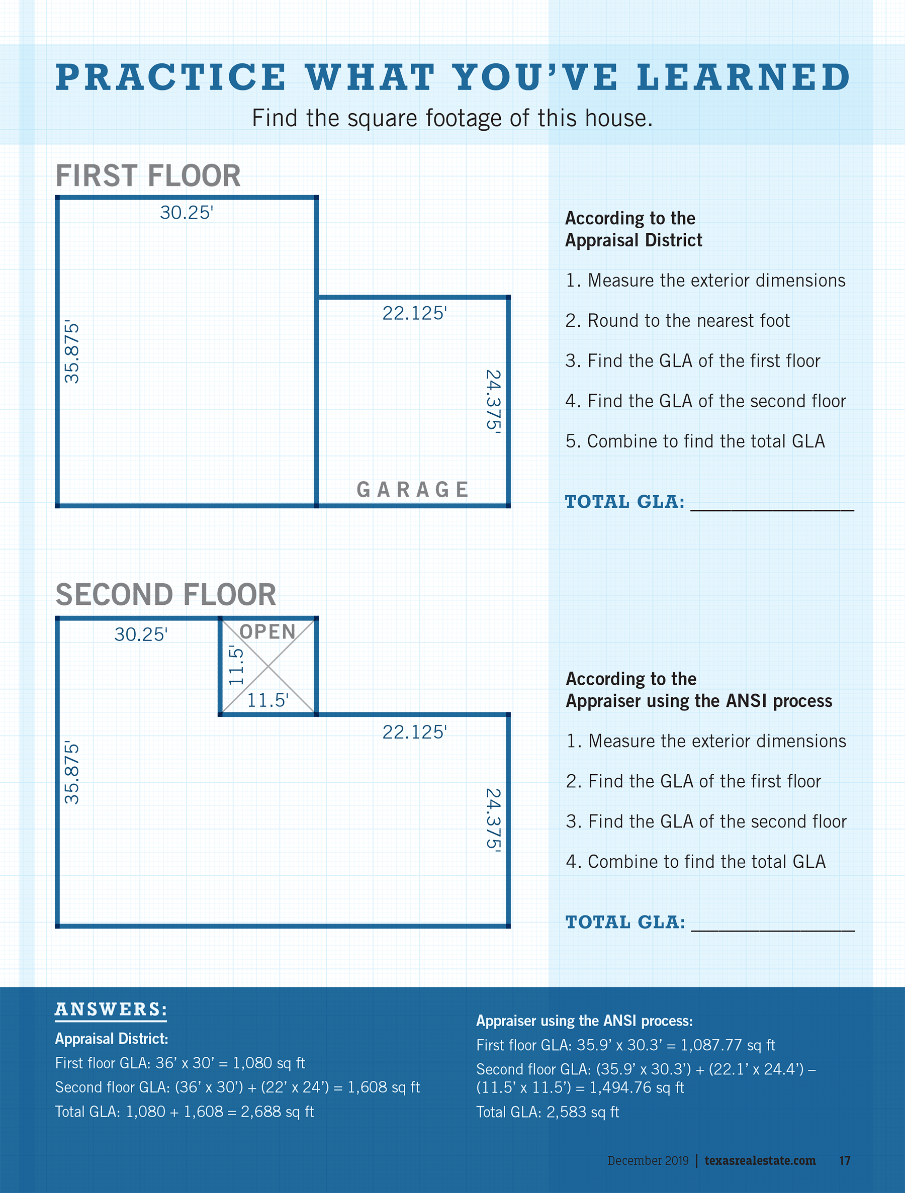 Square footage worksheet and answer key