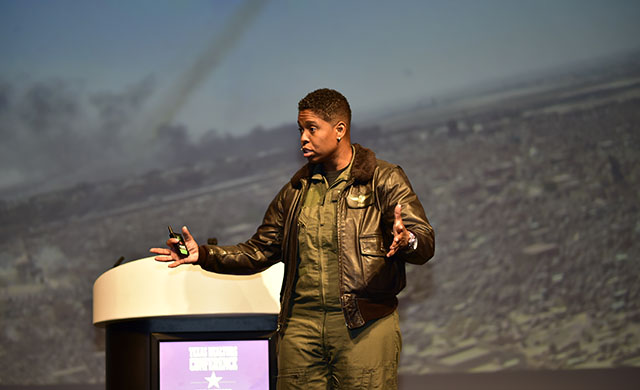 2018 Texas REALTORS® Conference Opening Session keynote speaker Vernice FlyGirl Armour addresses the crowd