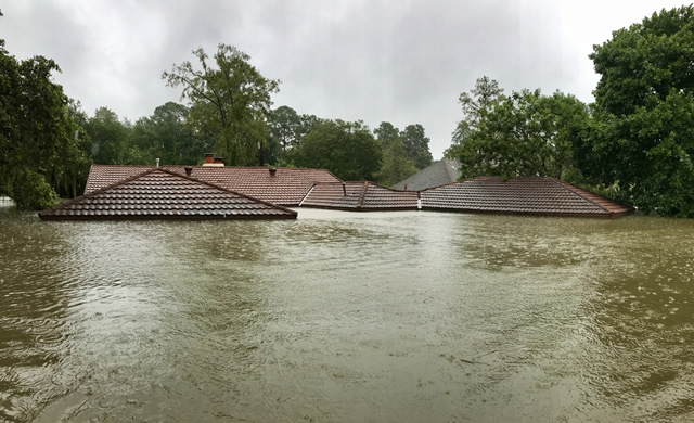 Spring, Texas, neighborhood flooded by Hurricane Harvey